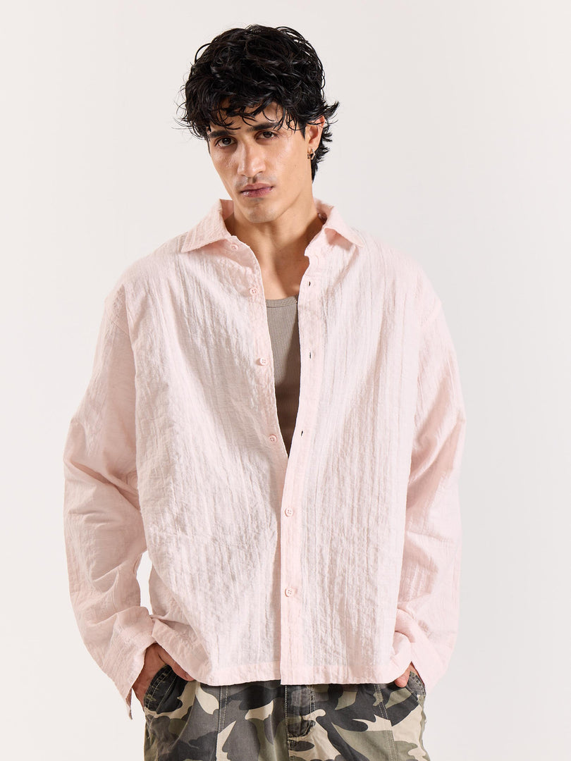 Salmon Pink Textured Holiday Shirt