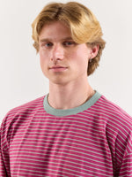 Load image into Gallery viewer, Pink &amp; Mint Striped Loose Fit Cropped T-Shirt