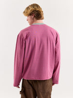 Load image into Gallery viewer, Pink &amp; Mint Striped Loose Fit Cropped T-Shirt