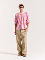 Load image into Gallery viewer, Pink &amp; Orange Striped Loose Fit Cropped T-Shirt