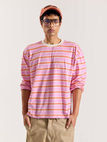 Load image into Gallery viewer, Pink &amp; Orange Striped Loose Fit Cropped T-Shirt