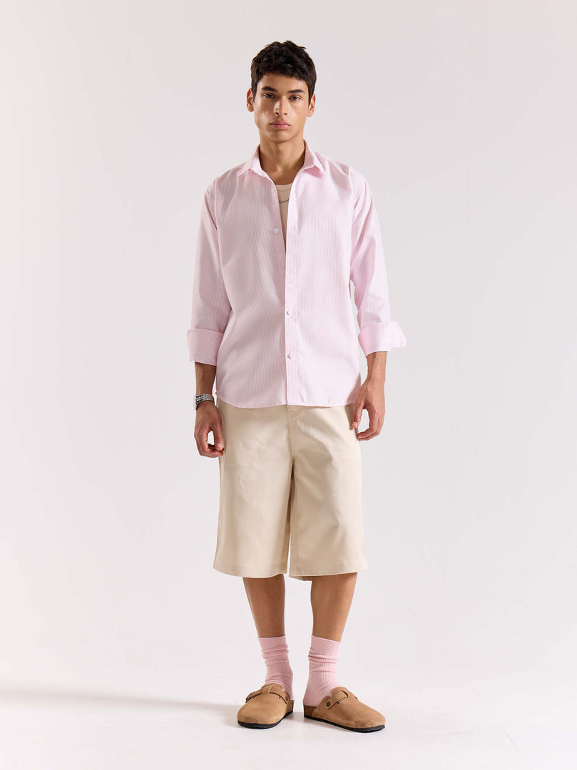 Relaxed Fit Pink Striped Shirt