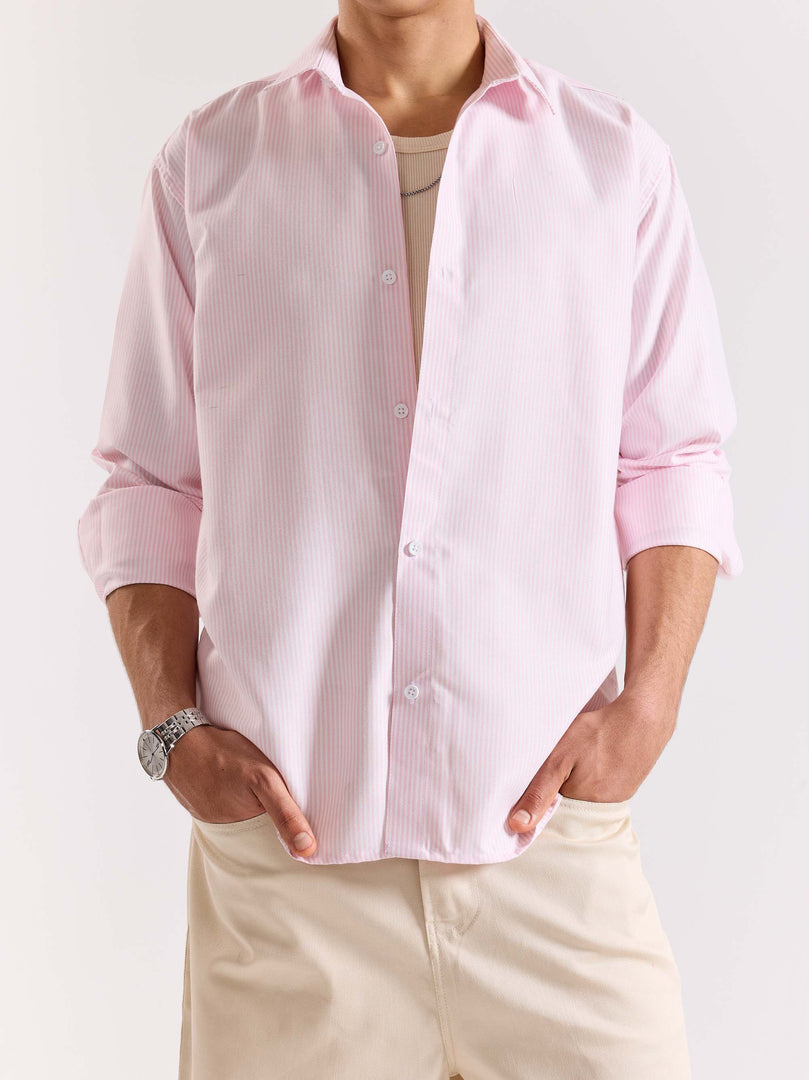 Relaxed Fit Pink Striped Shirt
