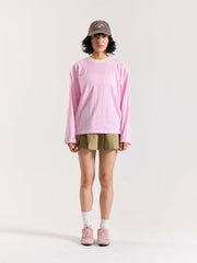 Pink & White Striped Loose Fit Cropped T-Shirt