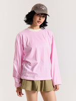 Load image into Gallery viewer, Pink &amp; White Striped Loose Fit Cropped T-Shirt