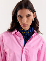 Load image into Gallery viewer, Pink &amp; White Striped Poplin Cropped Shirt