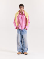 Load image into Gallery viewer, Pink &amp; White Striped Poplin Cropped Shirt