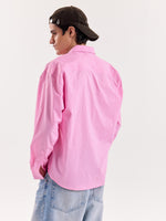 Load image into Gallery viewer, Pink &amp; White Striped Poplin Cropped Shirt