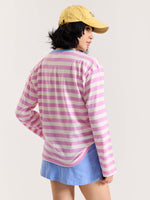 Load image into Gallery viewer, Pink &amp; White Thick Striped Loose Fit Cropped T-Shirt