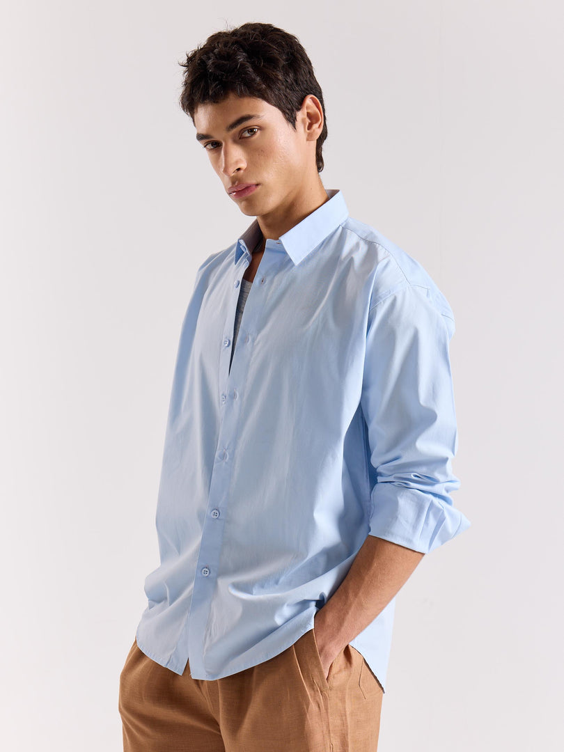 Powder Blue Poplin Shirt