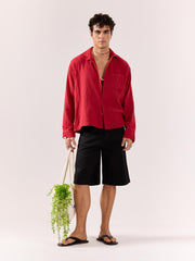 Cherry Red Gauze Holiday Shirt (Pre-Order)