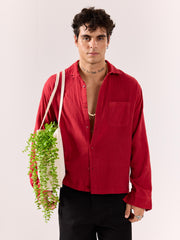 Cherry Red Gauze Holiday Shirt (Pre-Order)