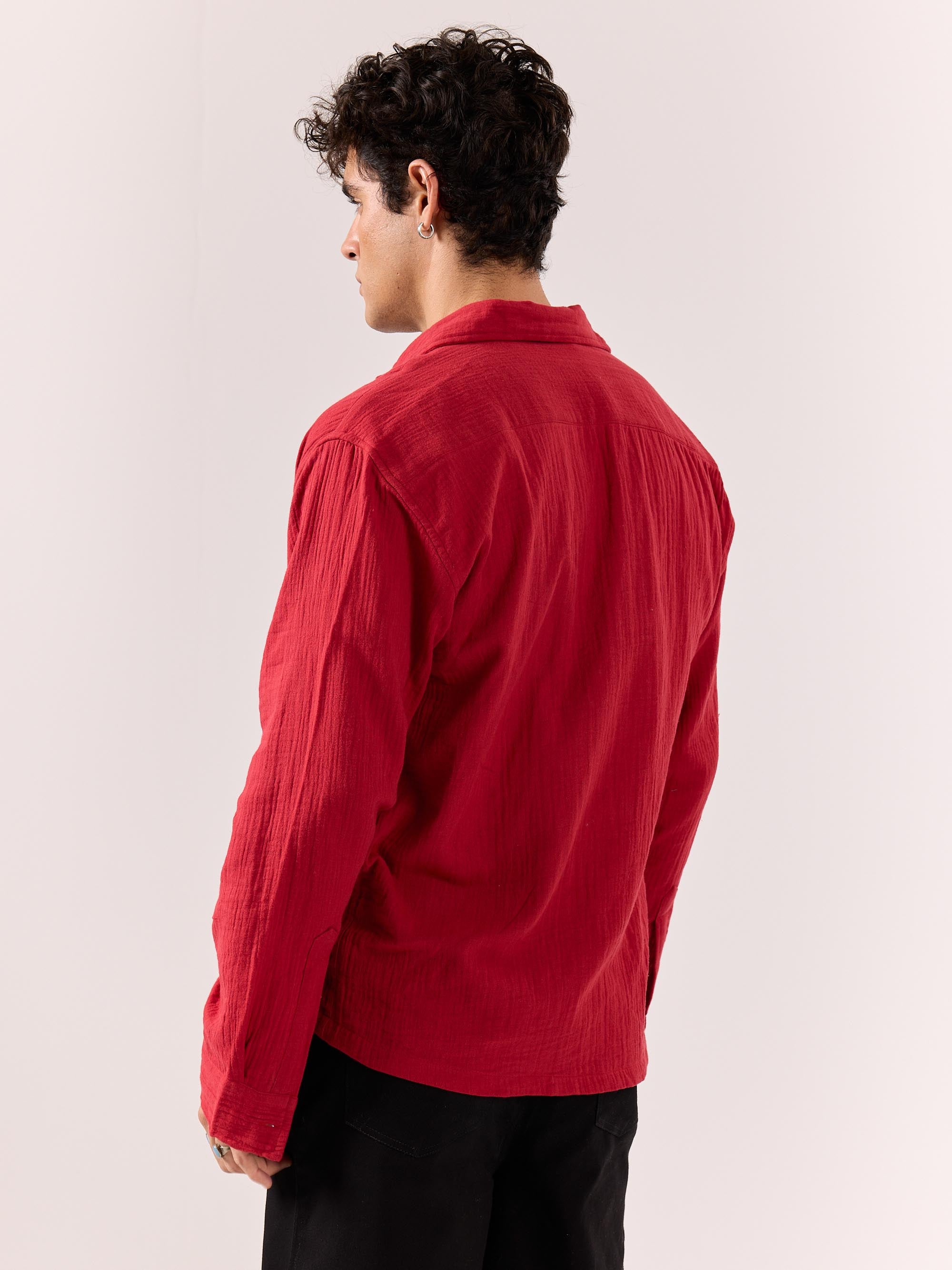 Buy Cherry Red Gauze Holiday Shirt (Pre-Order) Online at Best