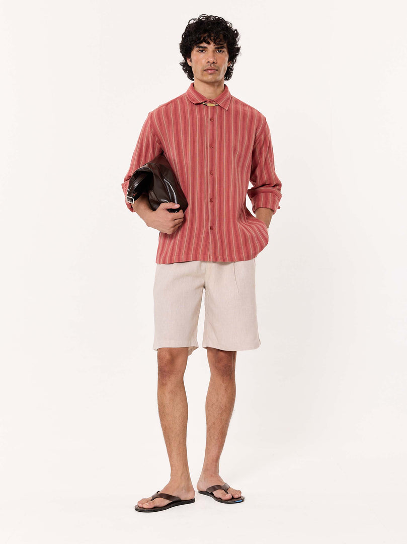 Red Clay Striped Gauze Holiday Shirt