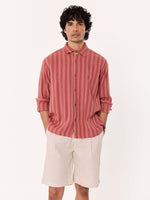 Load image into Gallery viewer, Red Clay Striped Gauze Holiday Shirt