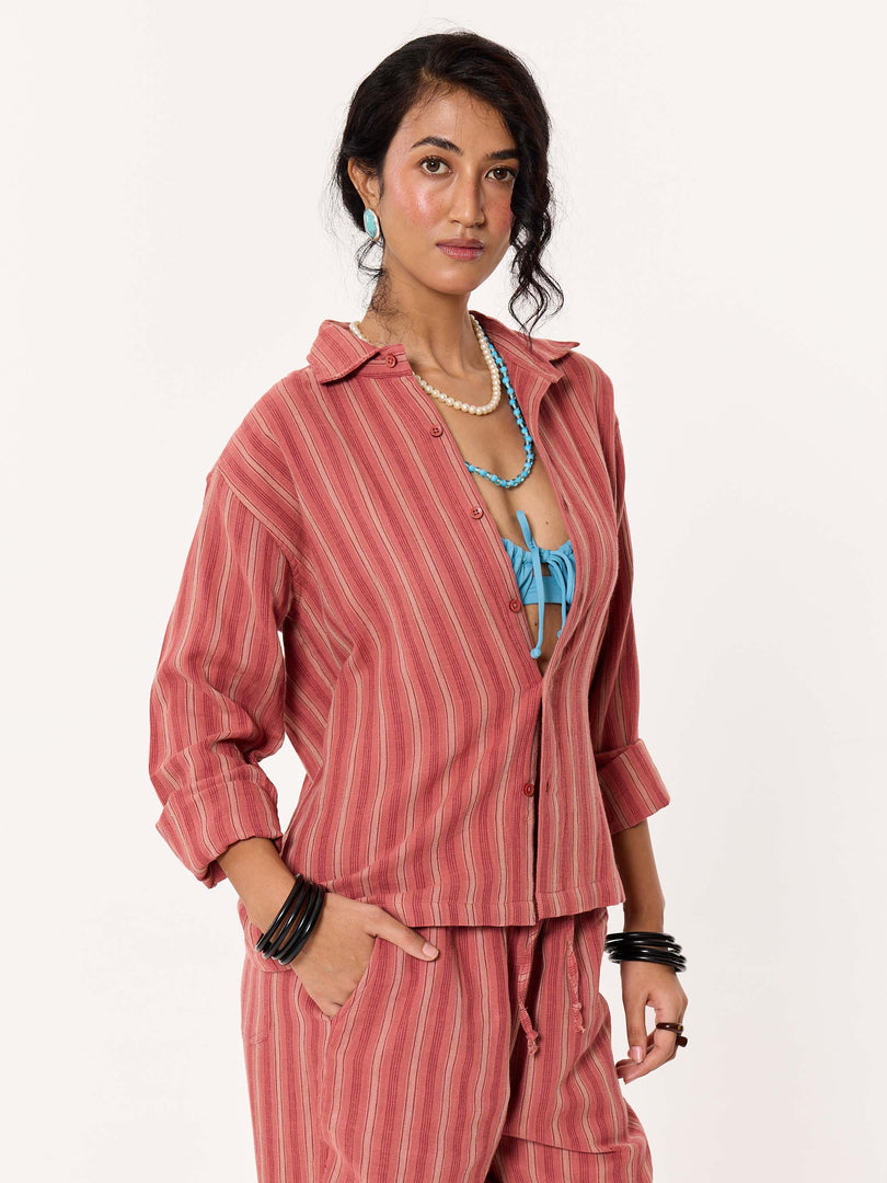 Red Clay Striped Gauze Holiday Shirt