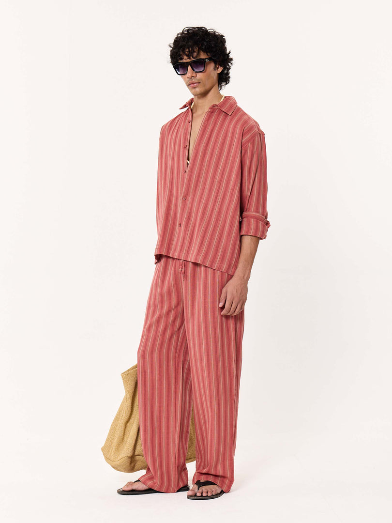 Red Clay Striped Gauze Pull-on Pants