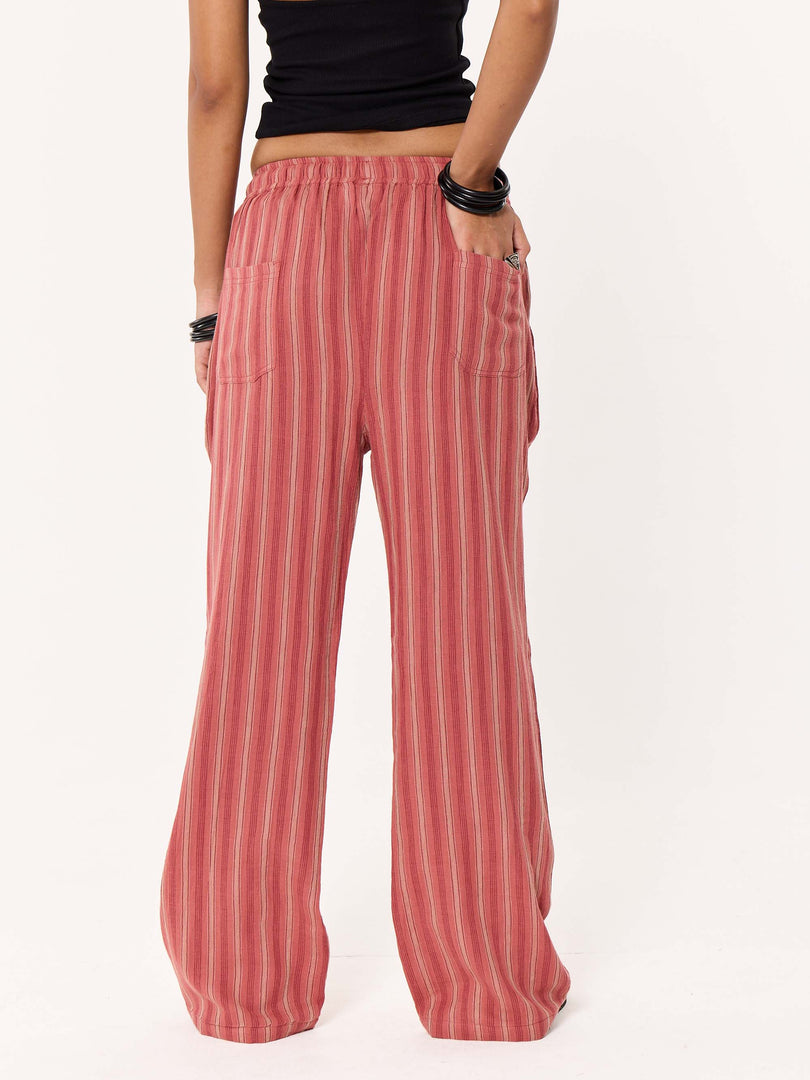 Red Clay Striped Gauze Pull-on Pants