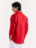 Load image into Gallery viewer, Red Linen Cropped Shirt