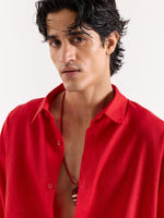 Load image into Gallery viewer, Red Linen Cropped Shirt