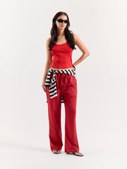 Red Loose Fit Sweatpants