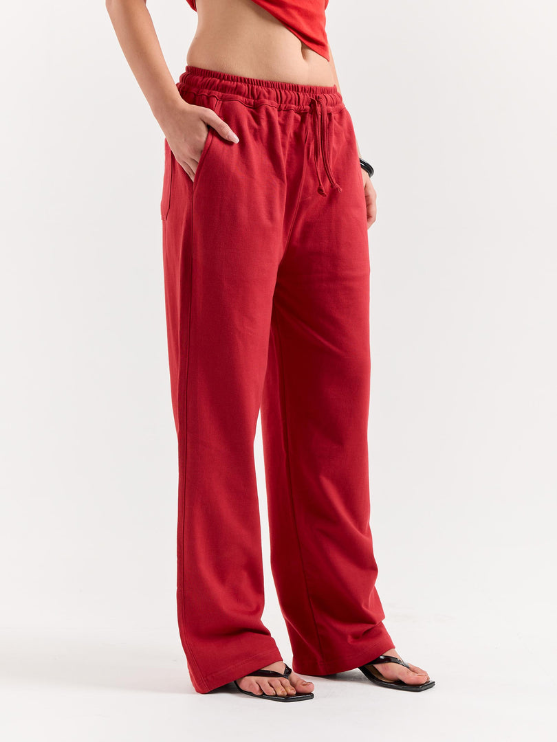Red Loose Fit Sweatpants