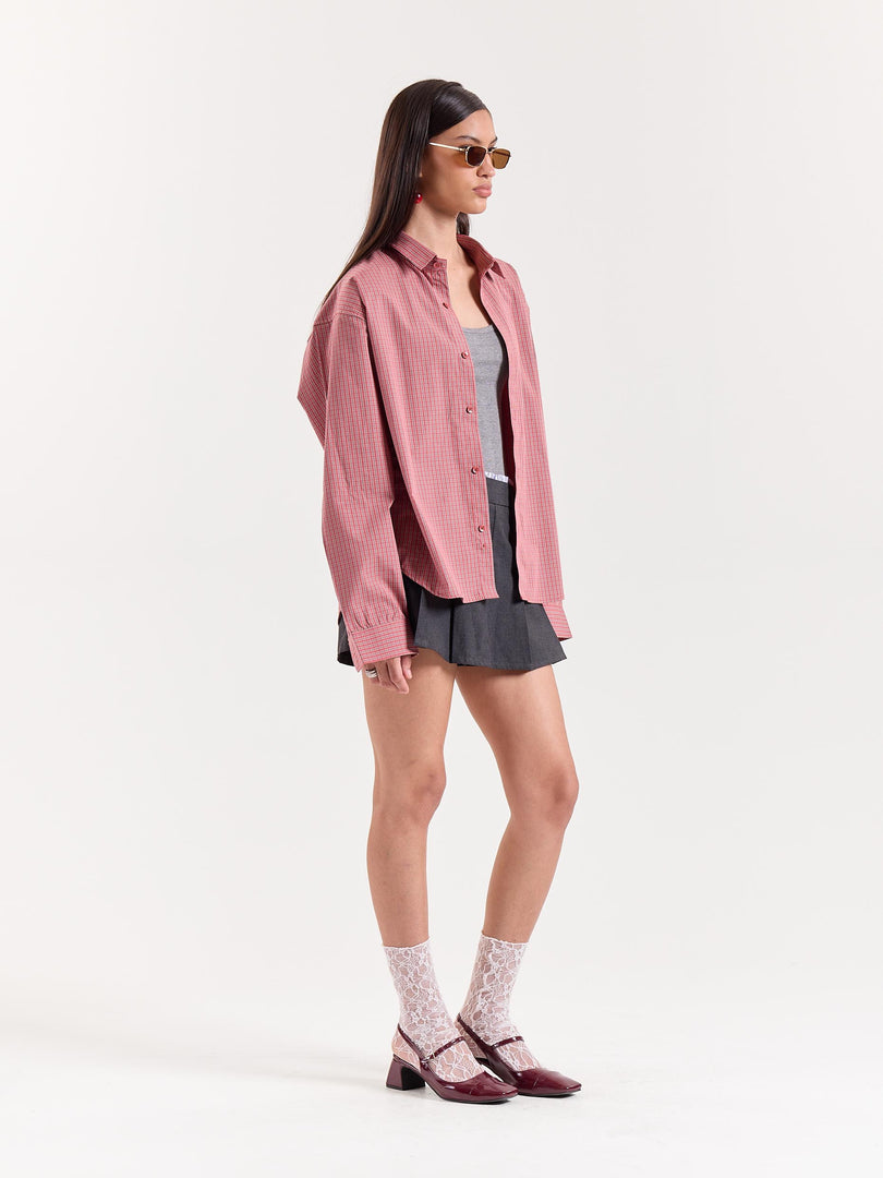 Red Small Checkered Cropped Shirt
