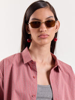 Load image into Gallery viewer, Red Small Checkered Cropped Shirt