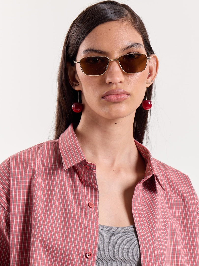 Red Small Checkered Cropped Shirt