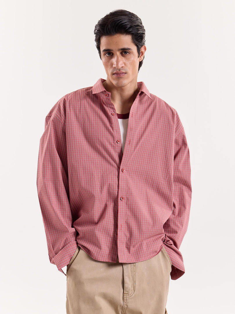Red Small Checkered Cropped Shirt