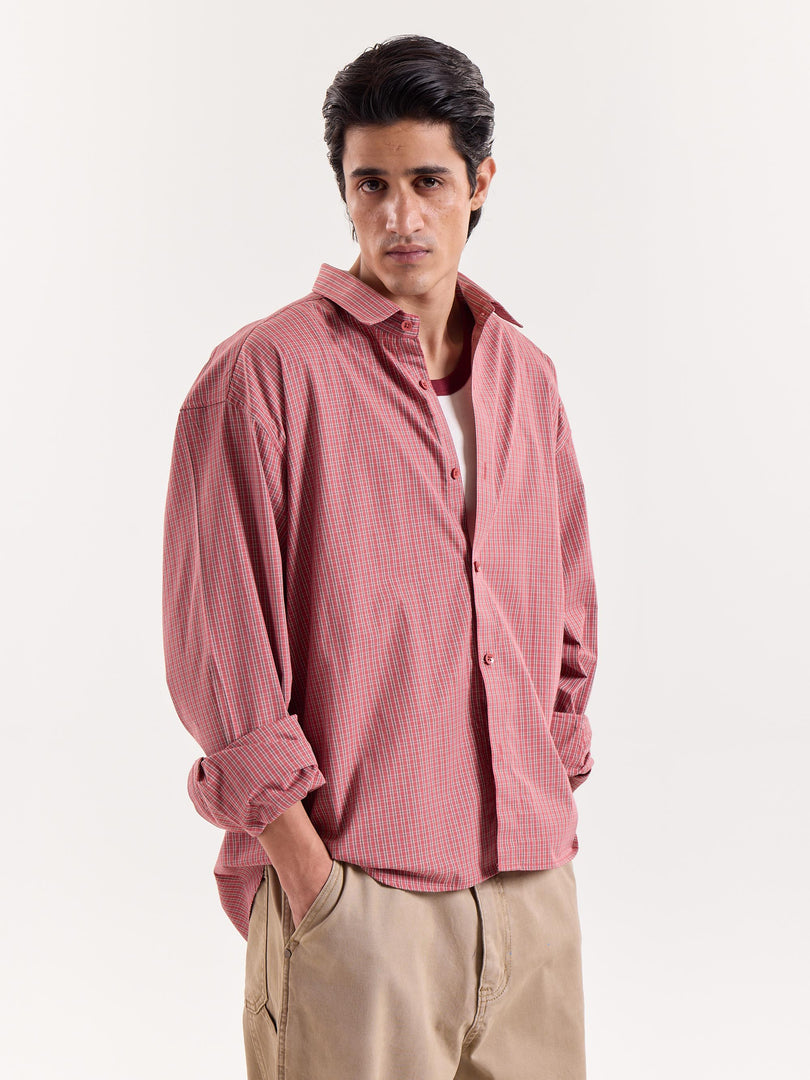 Red Small Checkered Cropped Shirt