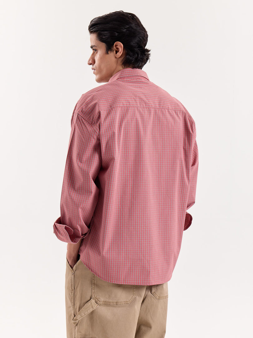 Red Small Checkered Cropped Shirt