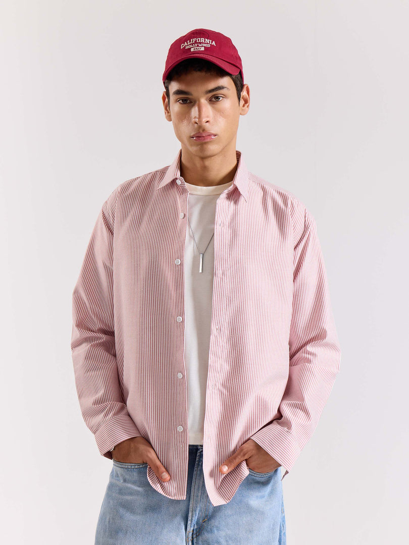 Relaxed Fit Red Striped Shirt