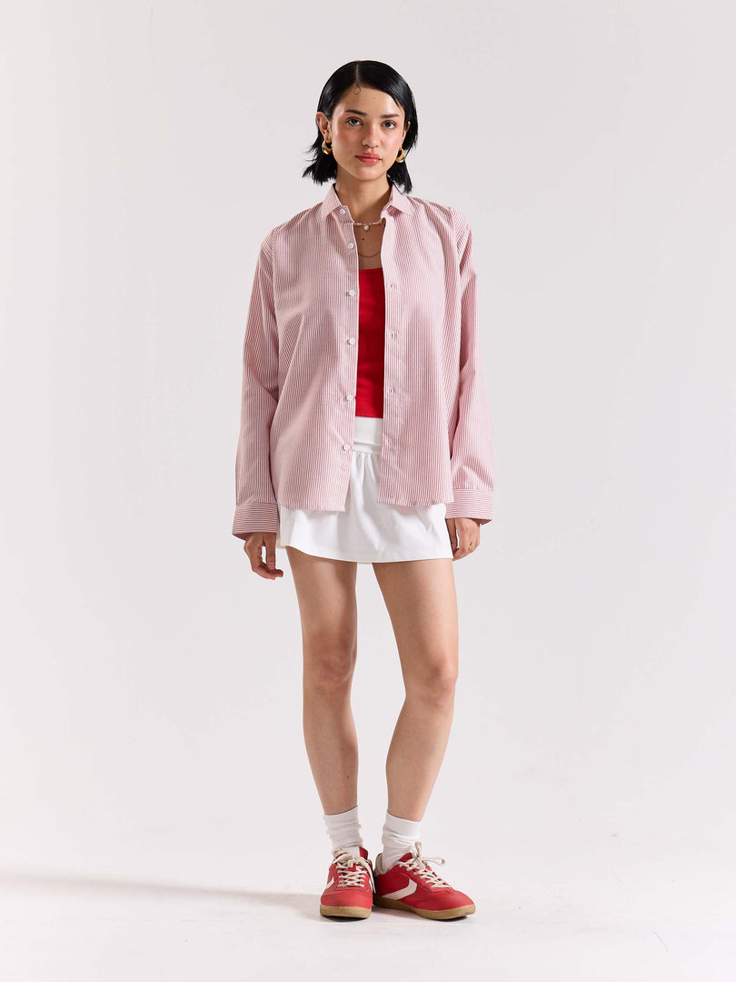 Relaxed Fit Red Striped Shirt