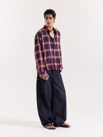Load image into Gallery viewer, Red &amp; Navy Madras Checks Cropped Shirt