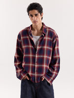 Load image into Gallery viewer, Red &amp; Navy Madras Checks Cropped Shirt