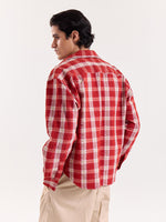 Load image into Gallery viewer, Red &amp; White Checkered Seersucker Cropped Shirt
