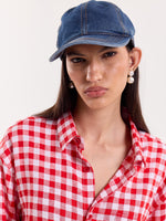 Load image into Gallery viewer, Red &amp; White Checks Linen Cropped Shirt