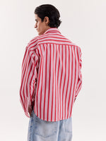 Load image into Gallery viewer, Red &amp; White Striped Cropped Shirt