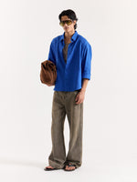 Load image into Gallery viewer, Royal Blue Linen Cropped Shirt