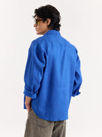 Load image into Gallery viewer, Royal Blue Linen Cropped Shirt