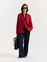 Load image into Gallery viewer, Ruby Red Striped Irish Linen Shirt