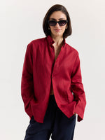 Load image into Gallery viewer, Ruby Red Striped Irish Linen Shirt