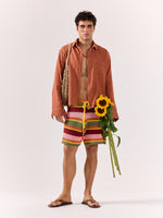Load image into Gallery viewer, Rust Gauze Holiday Shirt (Pre-Order)