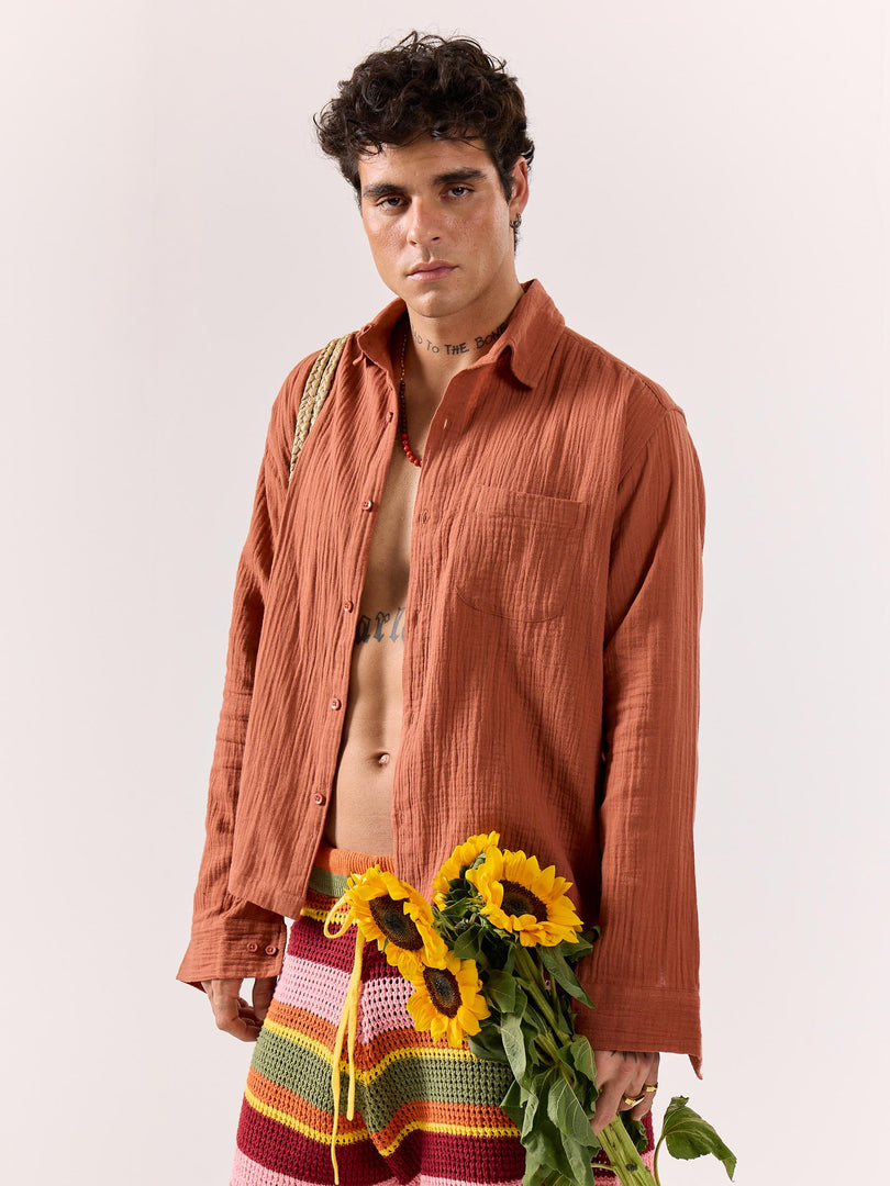 Rust Gauze Holiday Shirt (Pre-Order)