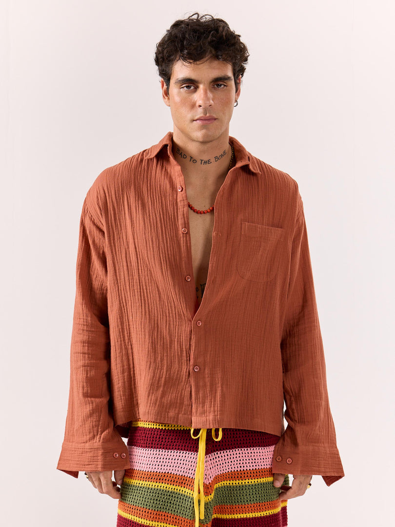 Rust Gauze Holiday Shirt (Pre-Order)