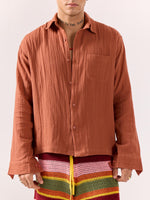 Load image into Gallery viewer, Rust Gauze Holiday Shirt (Pre-Order)