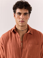 Load image into Gallery viewer, Rust Gauze Holiday Shirt (Pre-Order)