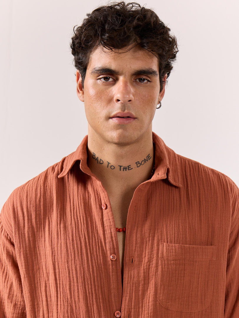 Rust Gauze Holiday Shirt (Pre-Order)