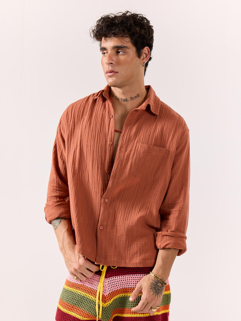 Rust Gauze Holiday Shirt (Pre-Order)